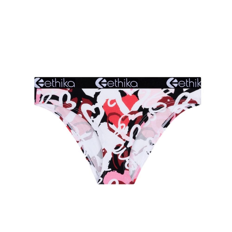 Ethika Chaotic Love Bikini Girls\' Underwear White Red | BJ3258407