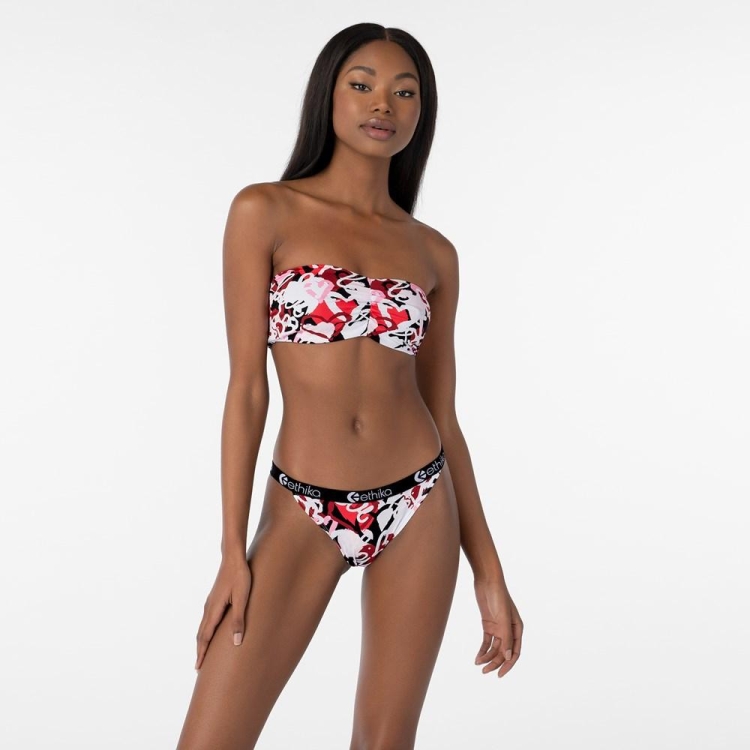 Ethika Chaotic Love Brazilian Women's Cheeky Underwear White Red | DJ9524301