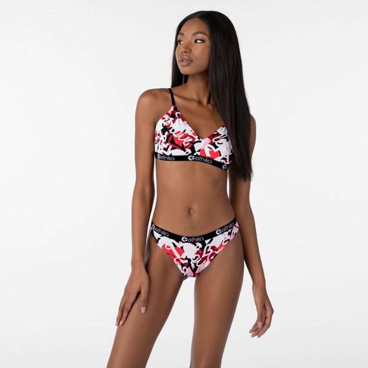 Ethika Chaotic Love Women's Bikini Underwear White Red | SC4185392