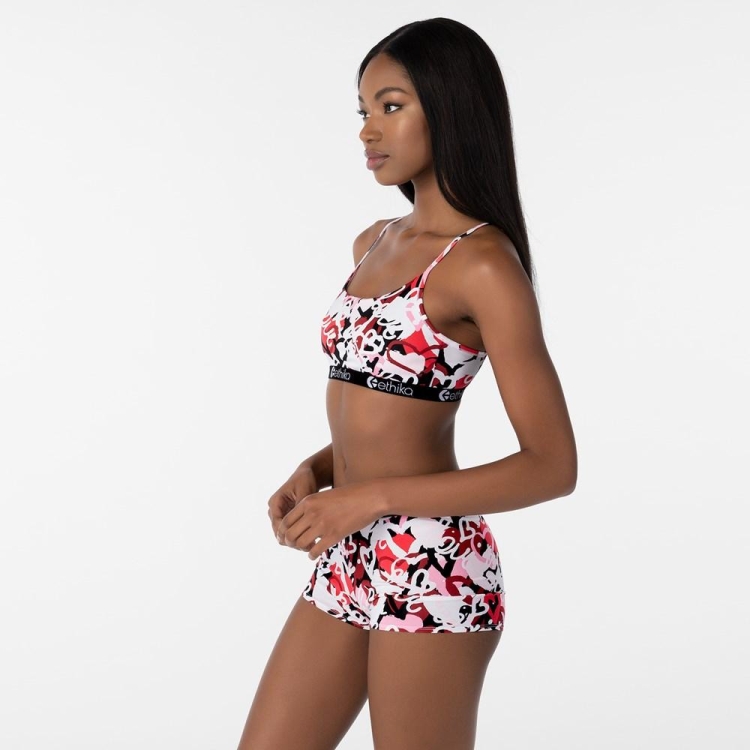 Ethika Chaotic Love Women's Pullover Bra White Red | FM5028739