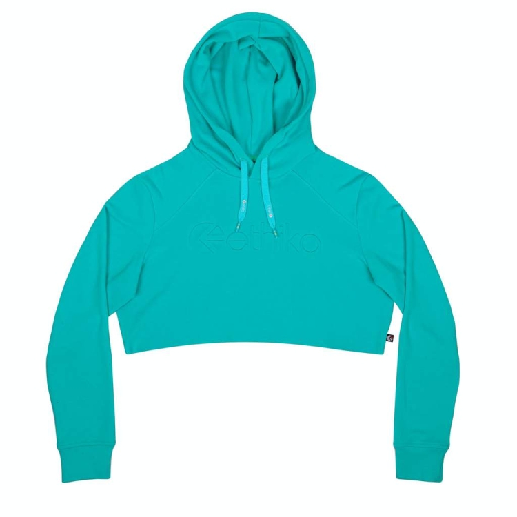 Ethika Cropped Women's Hoodies Turquoise | WC3402968