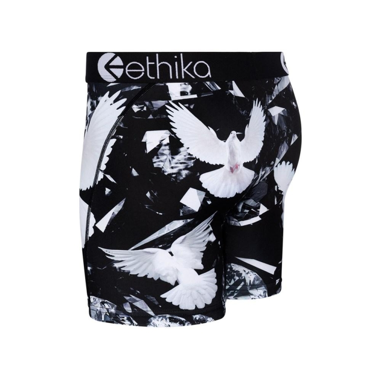 Ethika Dove Diamonds Men's Mid Boxers Black White | MH6018953