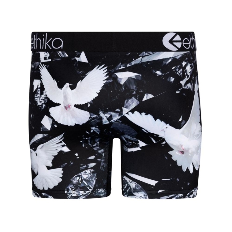 Ethika Dove Diamonds Men's Mid Boxers Black White | MH6018953