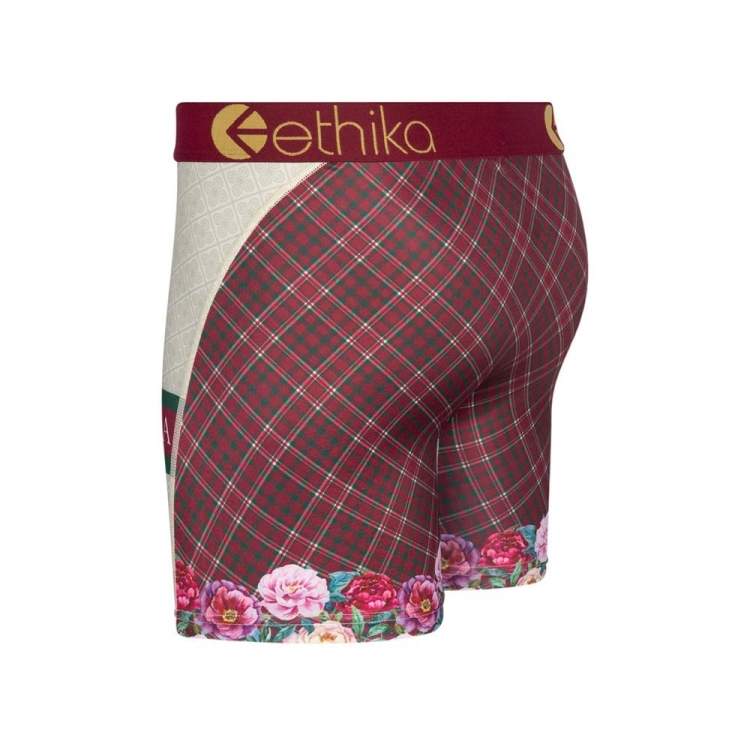 Ethika Ethikafication Men's Mid Boxers White Burgundy | UC7429803