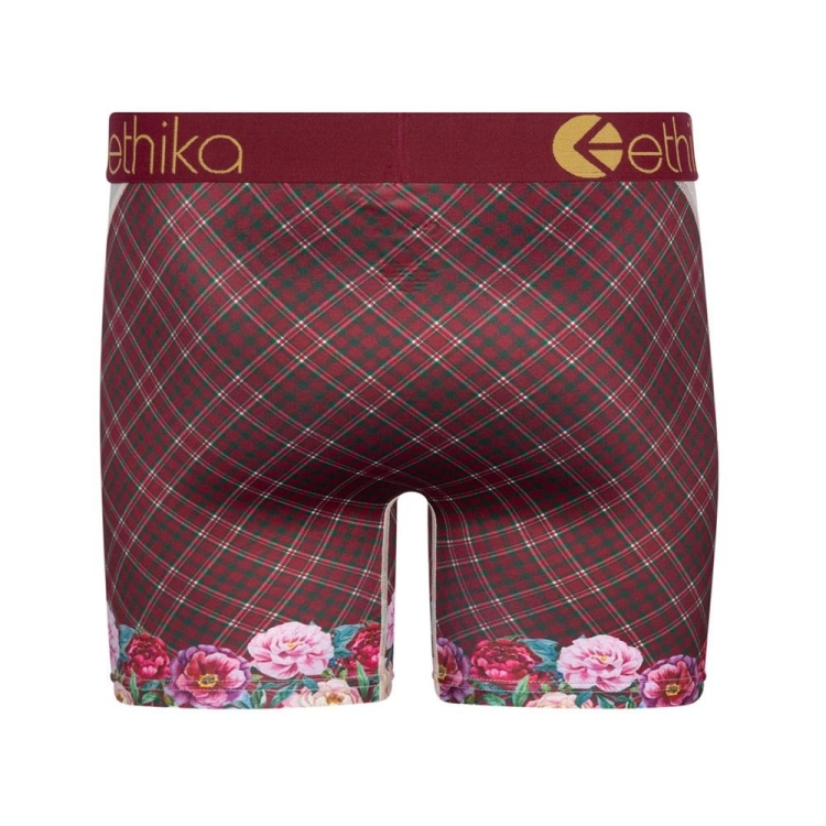 Ethika Ethikafication Men's Mid Boxers White Burgundy | UC7429803