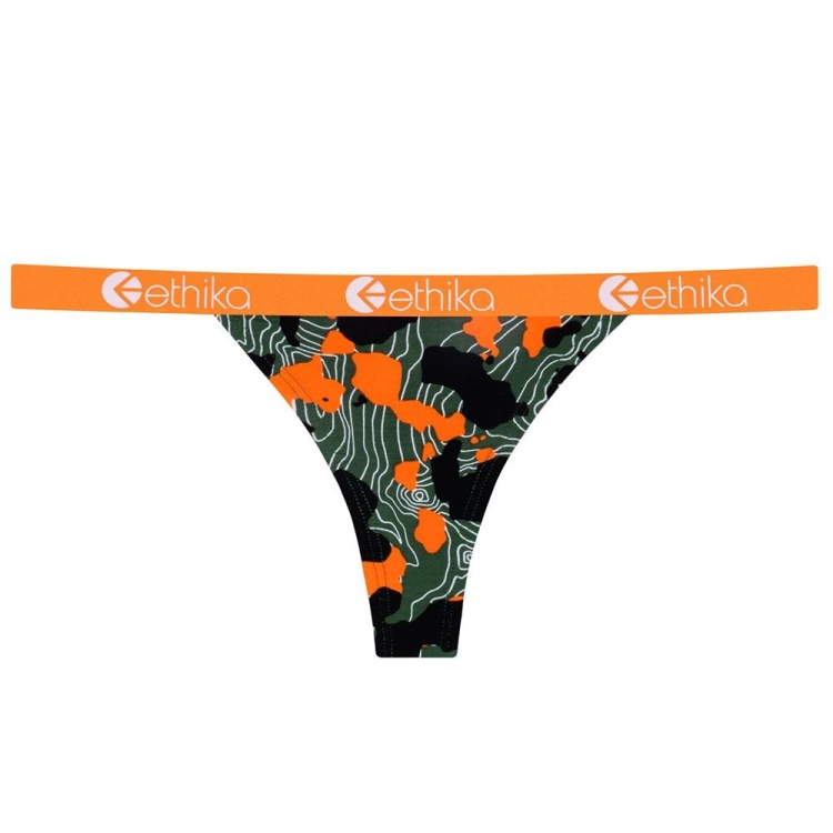 Ethika Forest Camo Brazilian Women\'s Thong Green Orange | US9836071