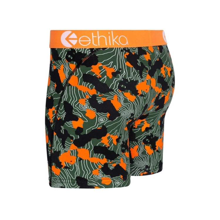 Ethika Forest Camo Men's Mid Boxers Green Orange | HB8415927