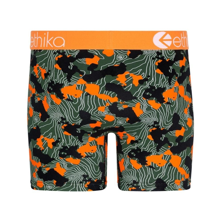 Ethika Forest Camo Men's Mid Boxers Green Orange | HB8415927