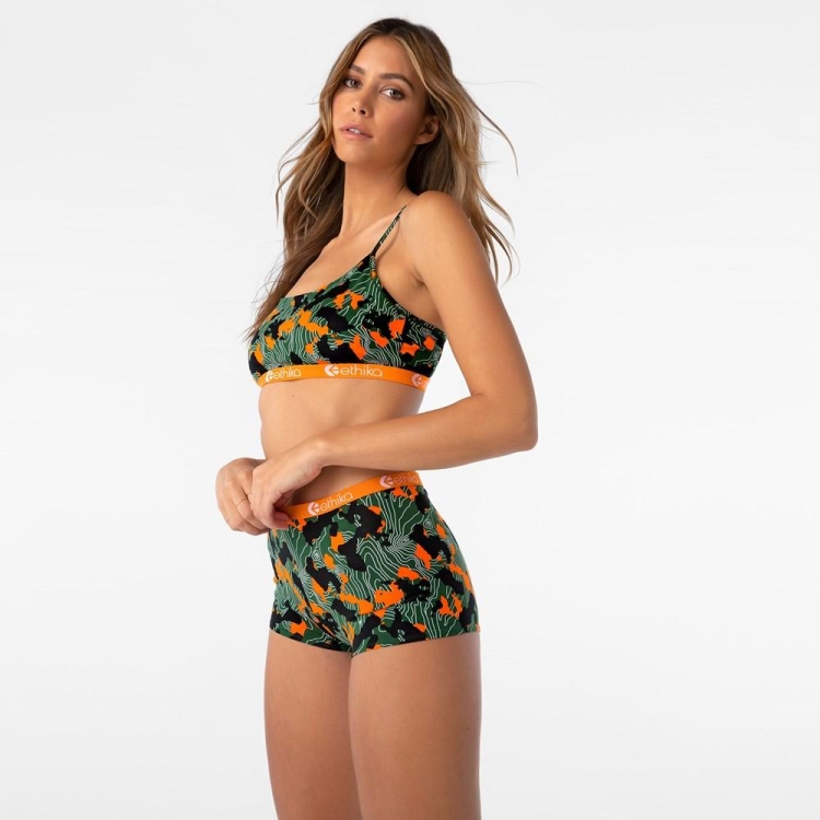 Ethika Forest Camo Women's Shorty Underwear Green Orange | RS8573241