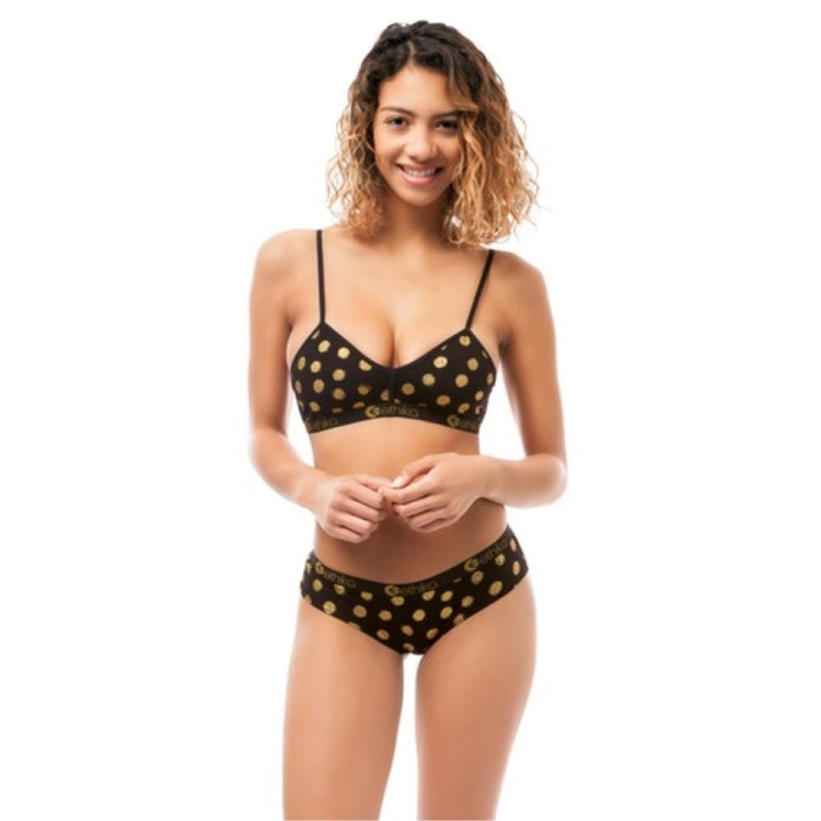 Ethika Gold Member Women's Bralette Bra Black Gold | TD4029578