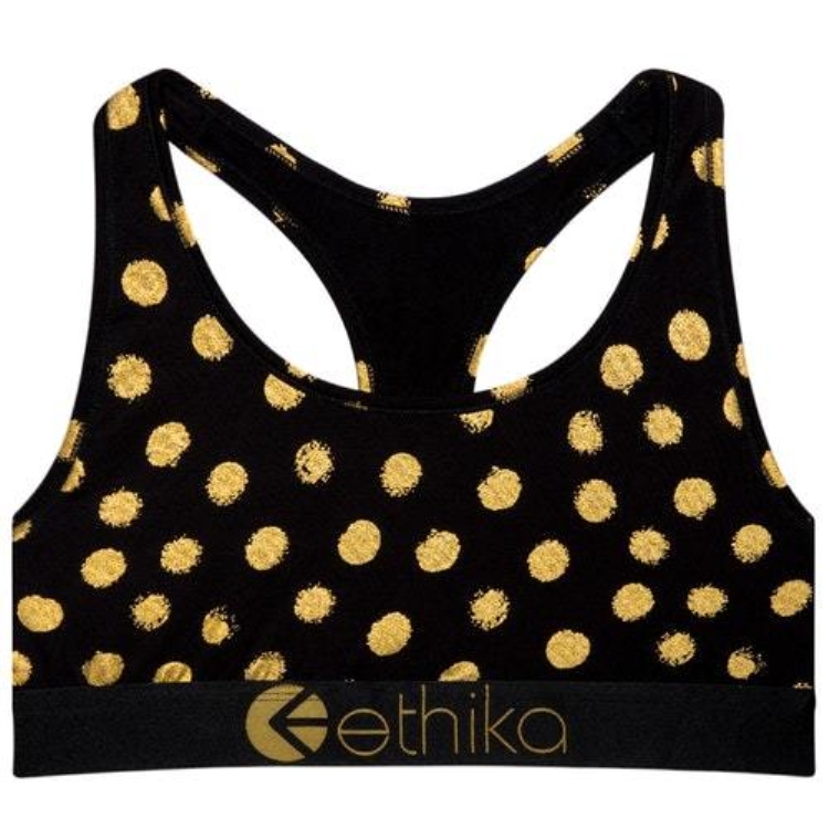 Ethika Gold Member Women\'s Sports Bra Black Gold | ME1759403