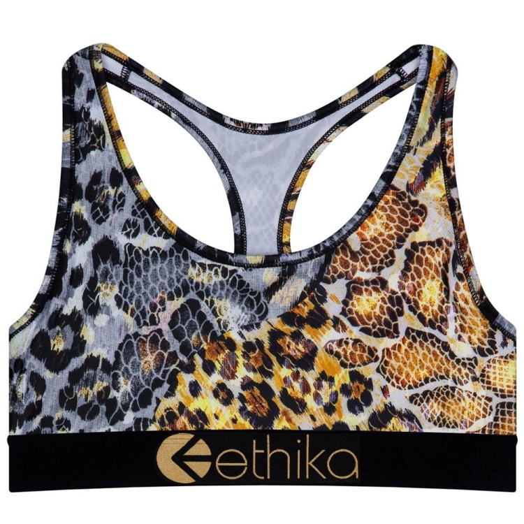 Ethika Golden Twist Women\'s Sports Bra Leopard | VR7836042