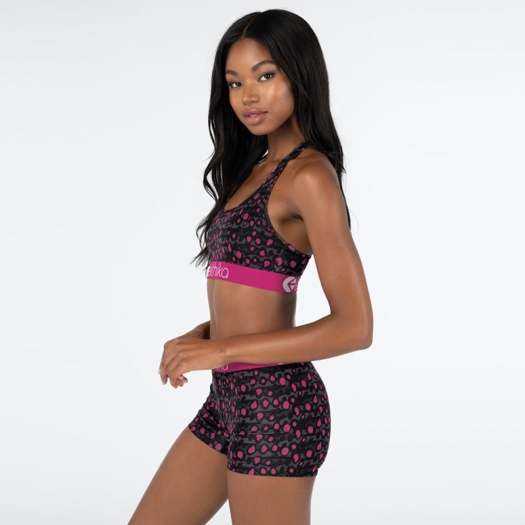 Ethika Graffiti Leo Women's Sports Bra Grey Pink | GA5408391