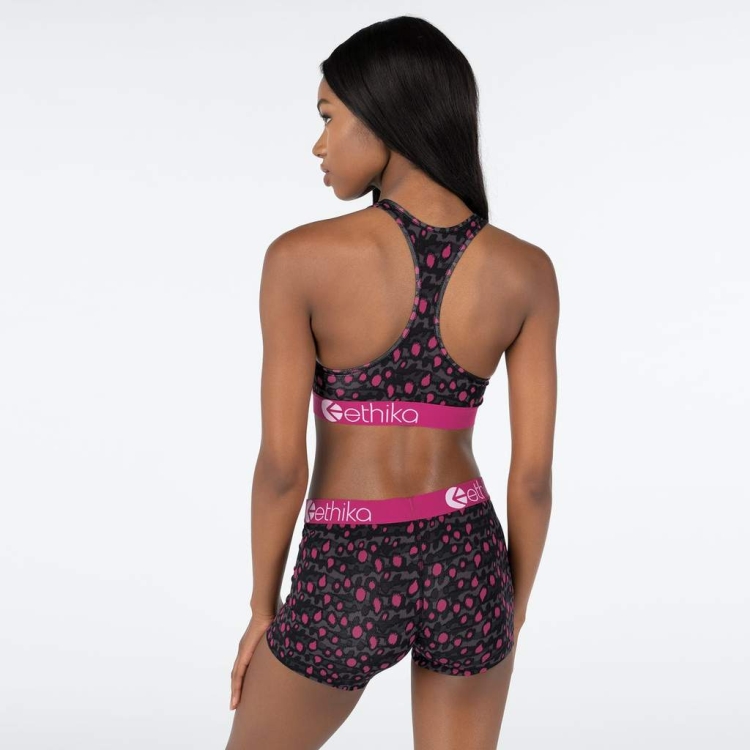 Ethika Graffiti Leo Women's Sports Bra Grey Pink | GA5408391