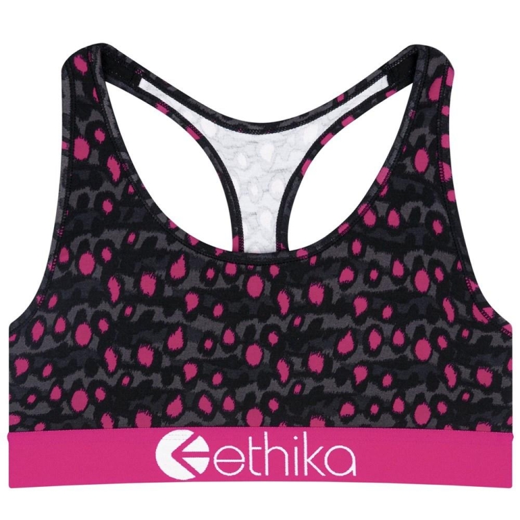 Ethika Graffiti Leo Women\'s Sports Bra Grey Pink | GA5408391