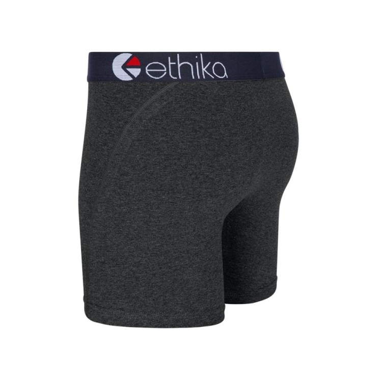 Ethika Heather Men's Mid Boxers Black | BM5970463