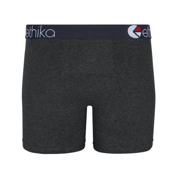 Ethika Heather Men's Mid Boxers Black | BM5970463