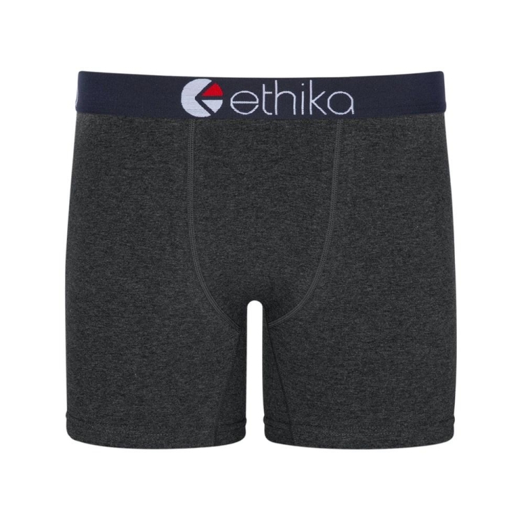 Ethika Heather Men\'s Mid Boxers Black | BM5970463