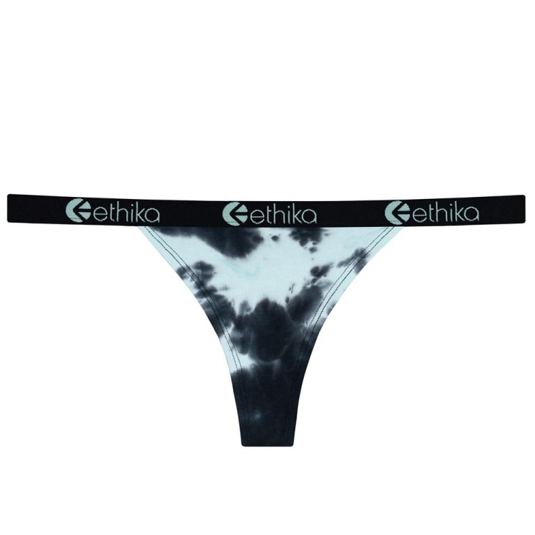 Ethika Lightning Dye Brazilian Women\'s Thong Black Turquoise | HB2980315