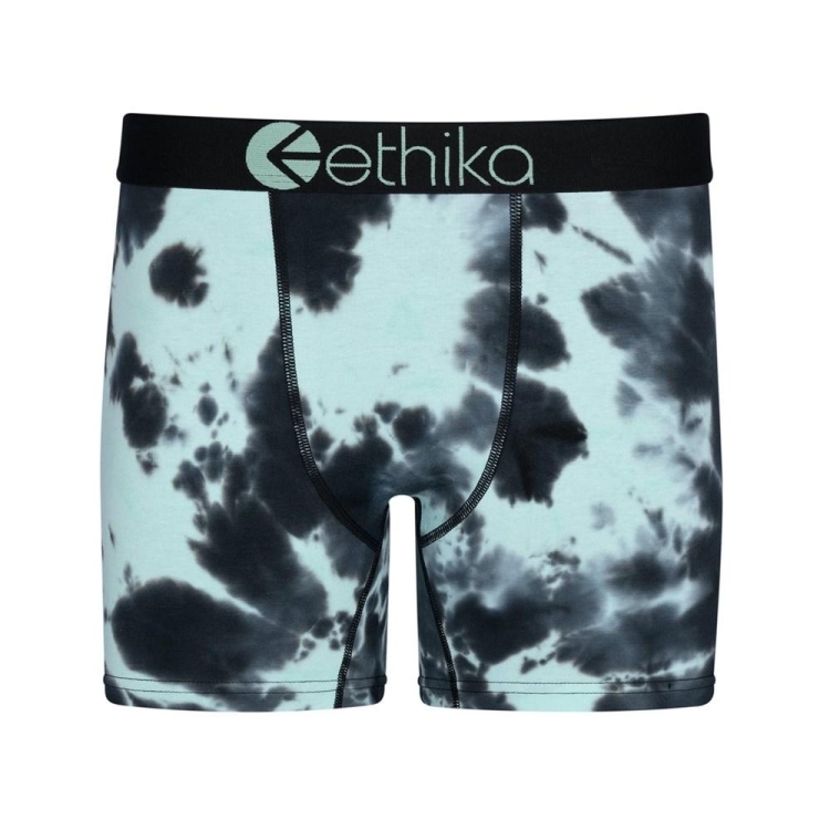 Ethika Lightning Dye Men\'s Mid Boxers Black Turquoise | XB6254031