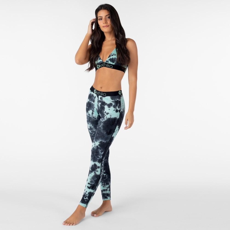 Ethika Lightning Dye Women's Leggings Black Turquoise | AI2794685