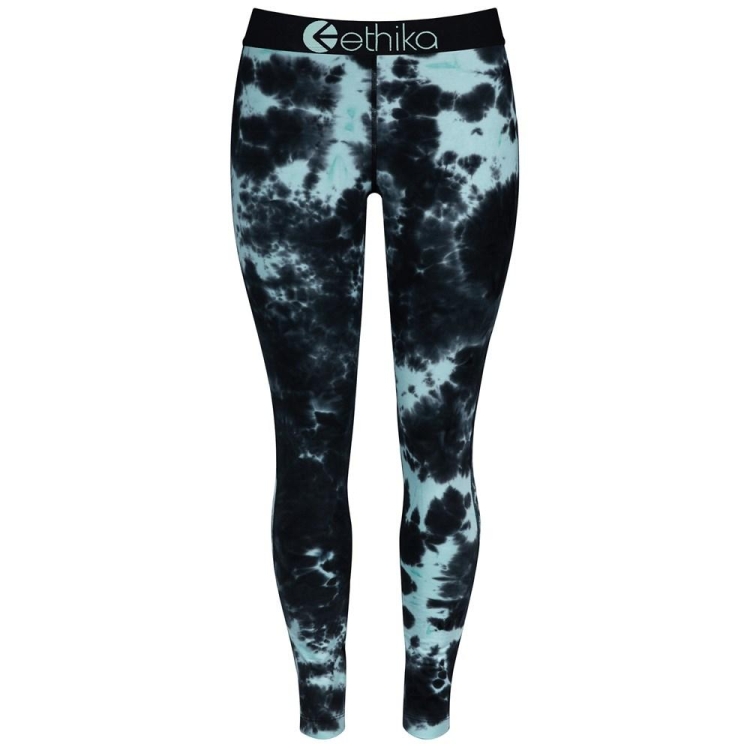 Ethika Lightning Dye Women\'s Leggings Black Turquoise | AI2794685