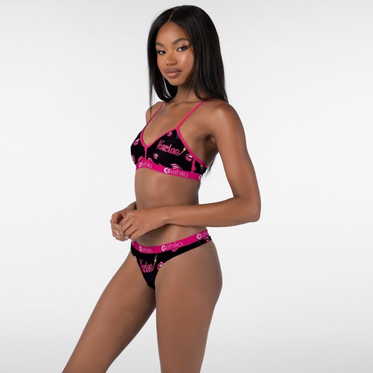 Ethika Lipstick Queen Women's Thong Black Pink | HL8703254