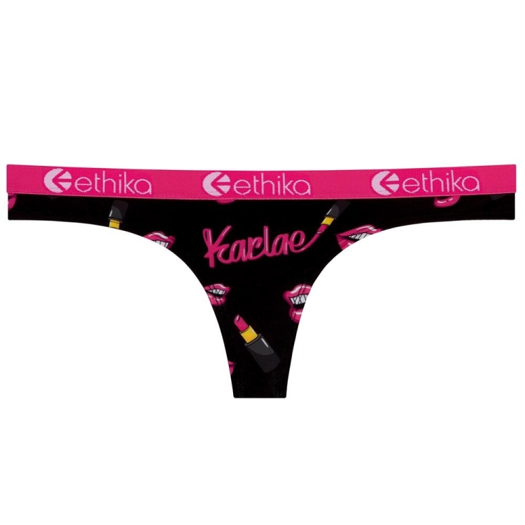 Ethika Lipstick Queen Women\'s Thong Black Pink | HL8703254