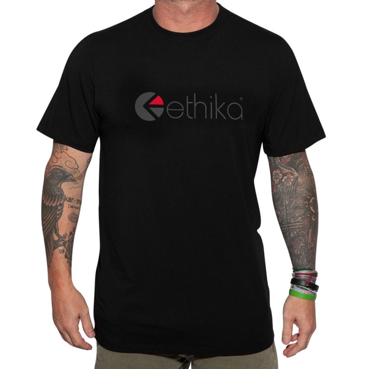 Ethika Logo Men's T-Shirts Black | KS9842371