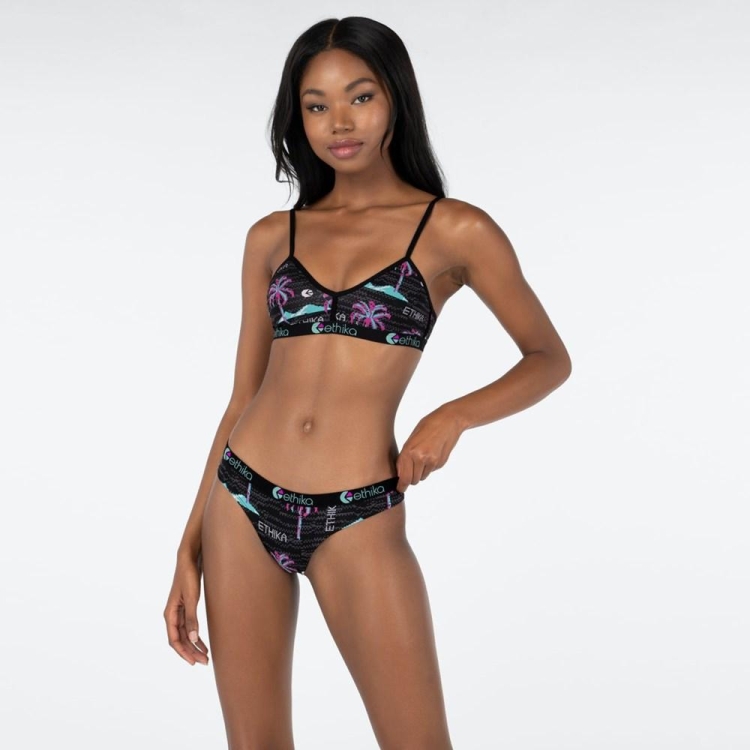 Ethika Patch Women's Thong Black | IX2701495