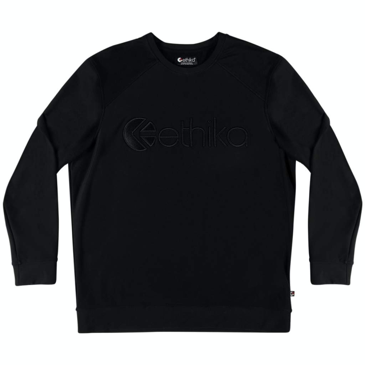 Ethika Premium Embroidered Crew Neck Men's Shirts Black | WA5943762