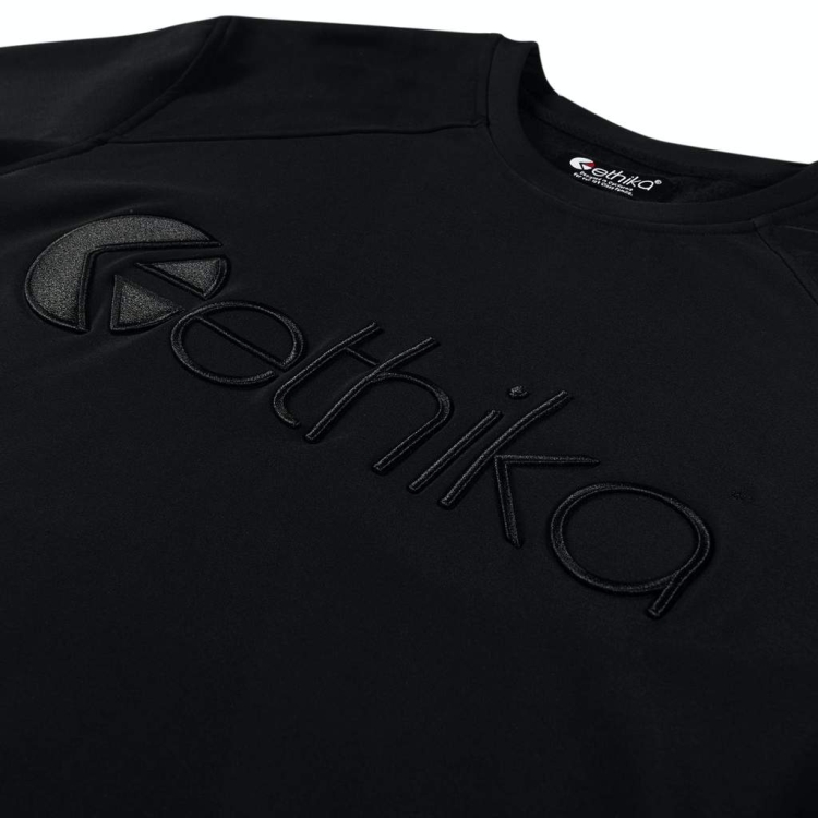 Ethika Premium Embroidered Crew Neck Men's Shirts Black | WA5943762