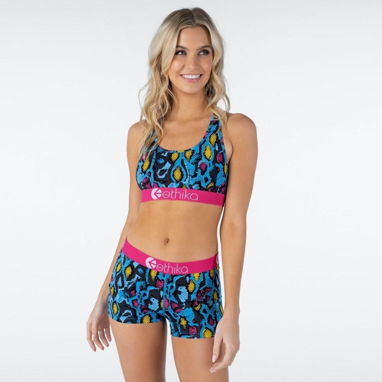 Ethika Punk Viper Women's Sports Bra Blue Pink | KO3958672