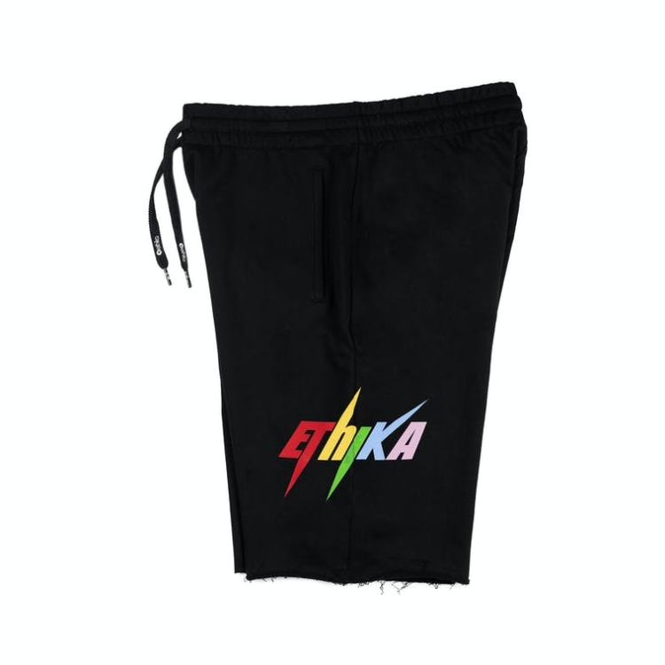 Ethika Raw Edge Boys' Shorts Black | JX9678532