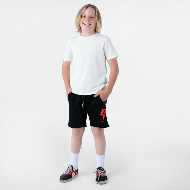 Ethika Raw Edge Boys' Shorts Black | JX9678532