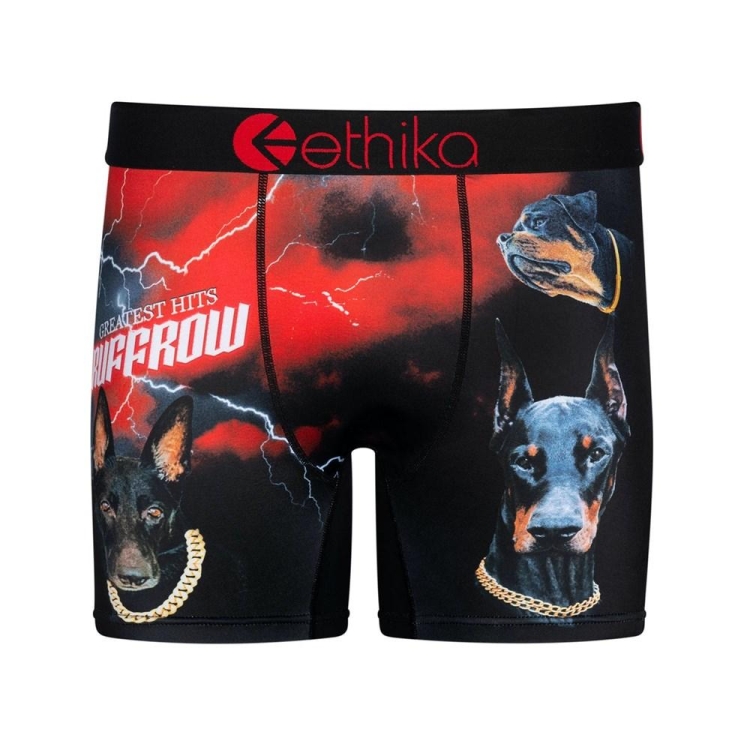 Ethika Ruff Row Men\'s Mid Boxers Red Black | NW3194285