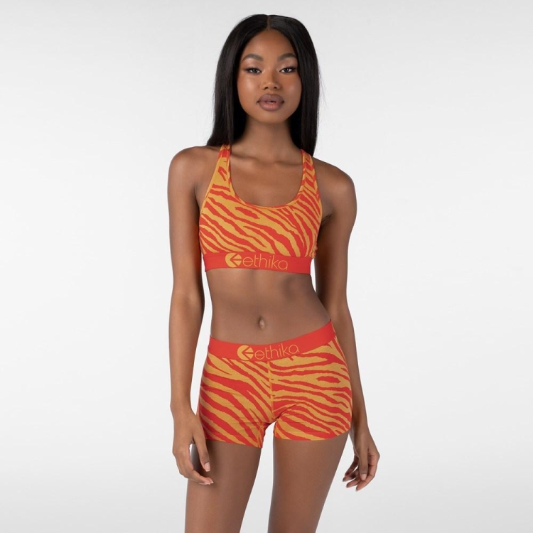 Ethika Tiger Fire Women's Sports Bra Orange | MR7562018