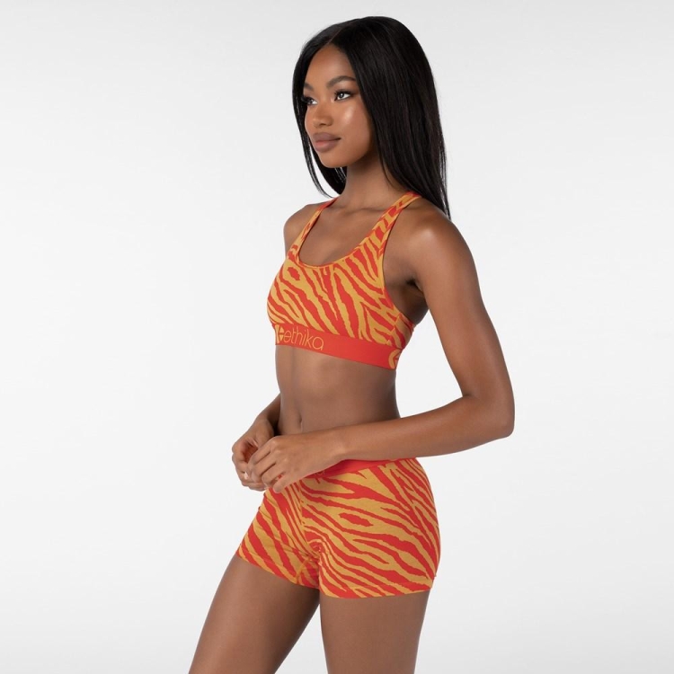 Ethika Tiger Fire Women's Sports Bra Orange | MR7562018