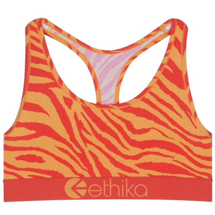 Ethika Tiger Fire Women\'s Sports Bra Orange | MR7562018