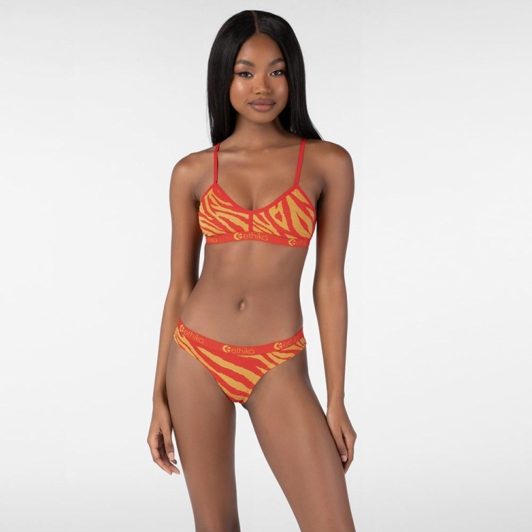 Ethika Tiger Fire Women's Thong Orange | FZ1709863