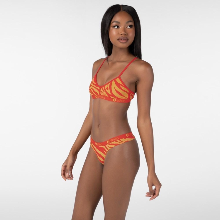 Ethika Tiger Fire Women's Thong Orange | FZ1709863